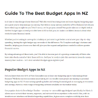 Budget Apps NZ